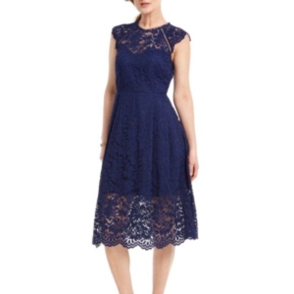 Vince Camuto Dresses & Skirts - Vince Camuto Navy Blue Lace Midi Dress Sz 6